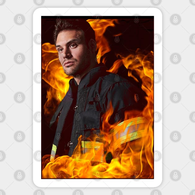 911 - Eddie Diaz - Flames Sticker by vickytoriaq